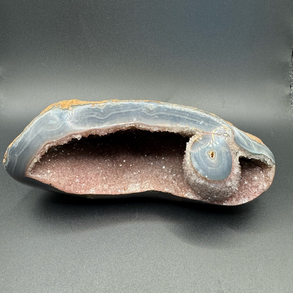 Natural Pink and Gray Agate Geode Crystal Specimen